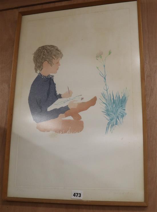 Patrick Procktor (1936-2003) aquatint, Marcus and a pink carnation, signed in pencil, 81/500, 54 x 34cm